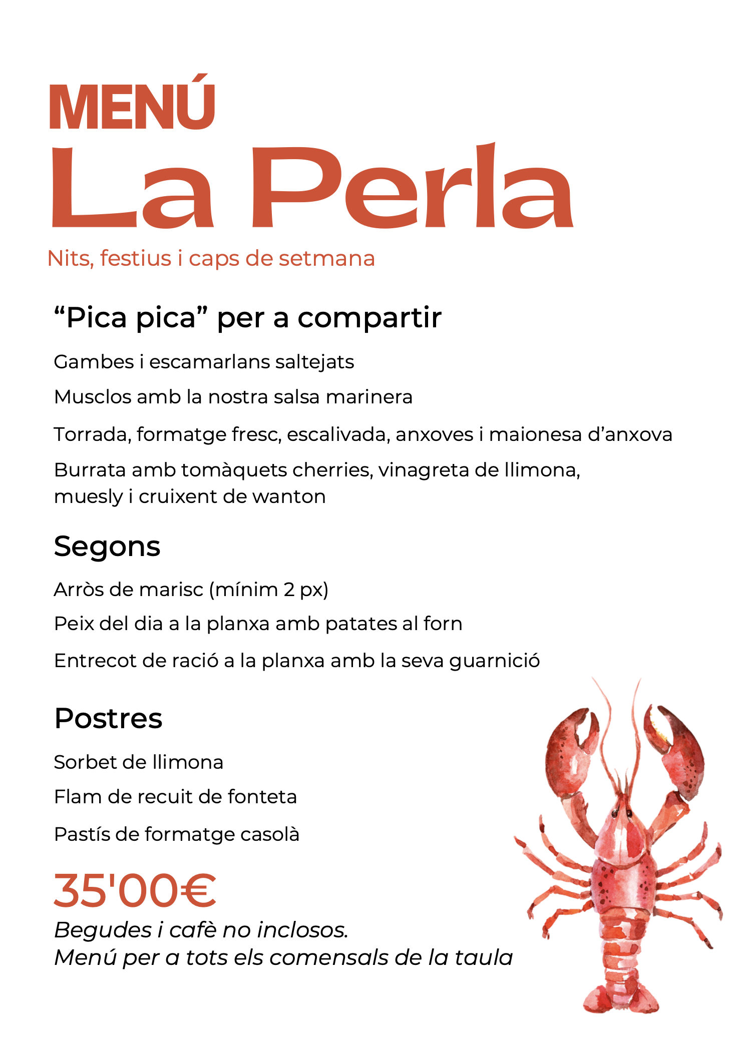 Menu noche